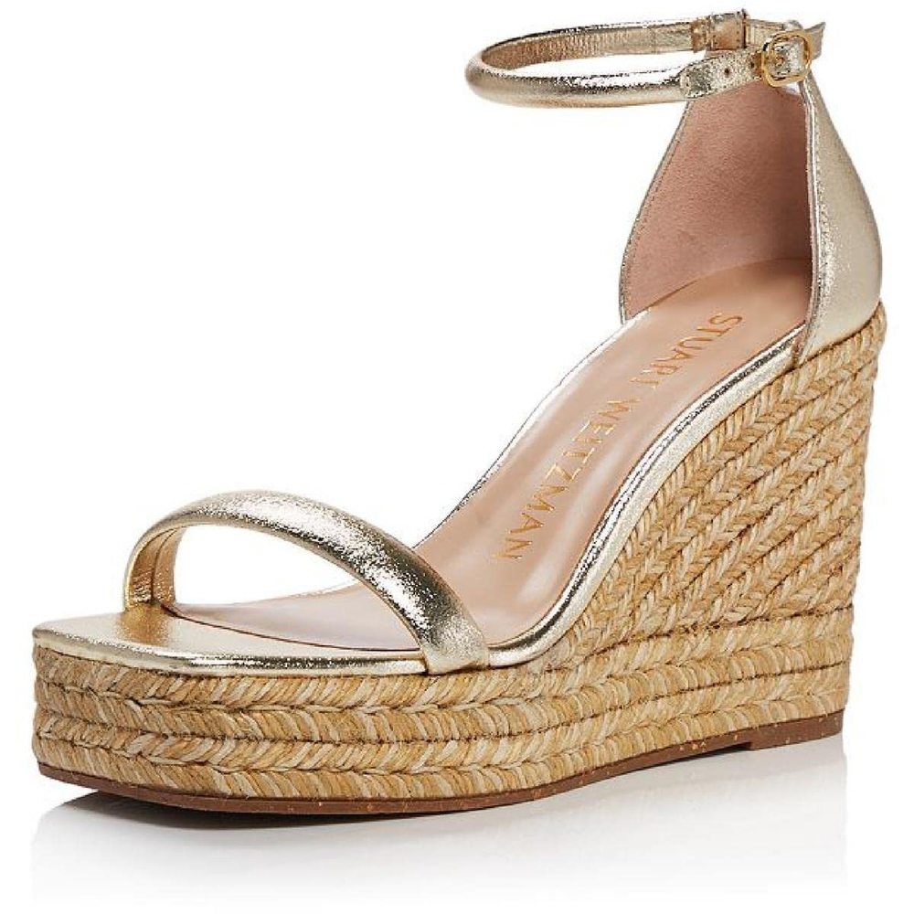 Stuart Weitzman Nudist Espadrille Wedge Platino 7.5 C - Wide